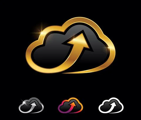 Golden Cloud Arrow Vector Sign Stock Illustration