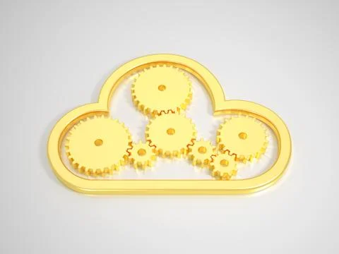 Golden cloud computing icon on bright background Stock Illustration