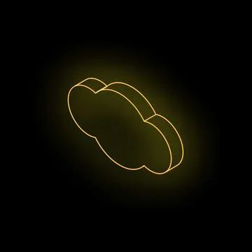 Golden cloud computing symbol glowing on dark background Illustrazione stock