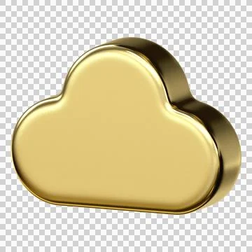 Golden cloud icon in glossy metallic style for UI web navigation, luxury st.. Illustrazione stock