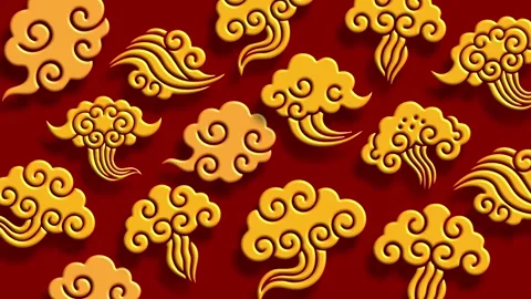 Golden Cloud Pattern Red Festive Background Stock Footage 324049368