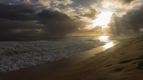Golden Cloud Sunset beach Stock Photos