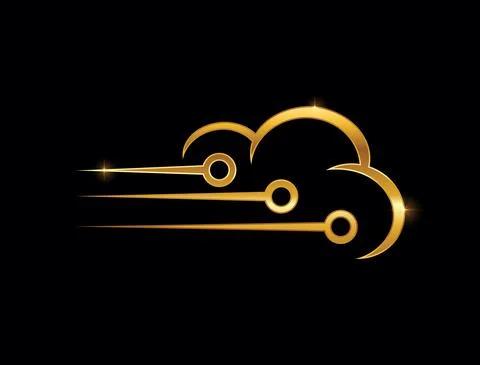 Golden Cloud Vector Sign Stock Illustration