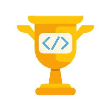 Golden coding trophy icon representing programming success and competition Illustrazione stock