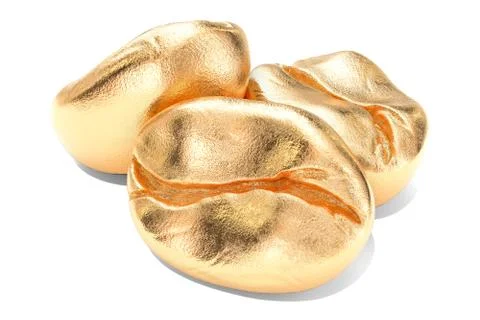 Golden coffee beans, 3D rendering Stock Illustration