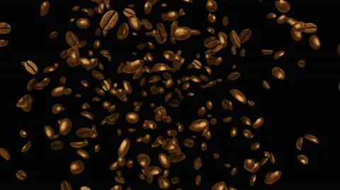 Golden coffee beans flow 3d animation Stock Footage 63345588