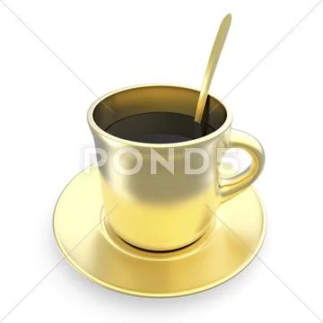 Golden coffee cup Stock Illustration