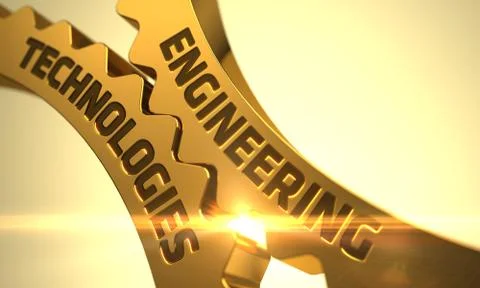 Golden Cog Gears with Engineering Technologies Concept Illustrazione stock