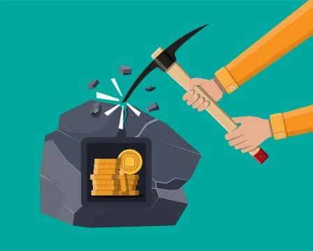 Golden coin with computer chip. Stock Illustration