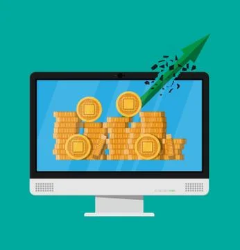 Golden coin with computer chip. Stockillustratie