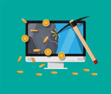 Golden coin with computer chip. Stock Illustration