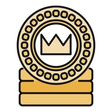 Golden coin with crown icon on stack of money 스톡 일러스트