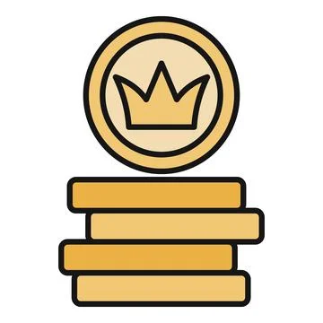 Golden coin with crown on money stack icon Stock-Illustration