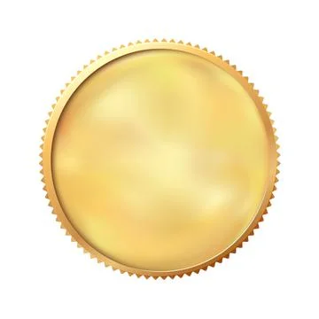 Golden coin, empty template. Blank round yellow metal medal. Stock Illustration