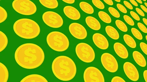 Golden coin Pattern background animation close up. Video stock 167828018