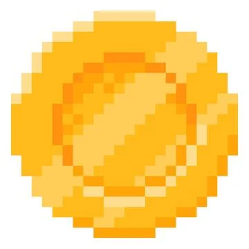 Golden coin pixel art vector icon, retro 8 bit currency cent money cash Stock Illustration