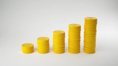 Golden Coin Stack Growth Stock Footage 313116503