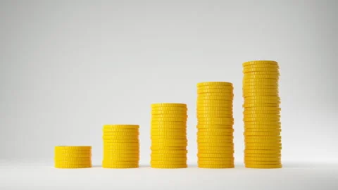 Golden Coin Stack Growth Stock Footage 313116760