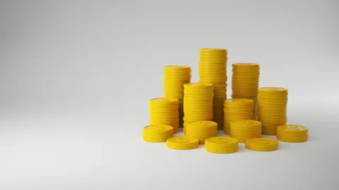 Golden Coin Stack Growth 库存影片 313172556