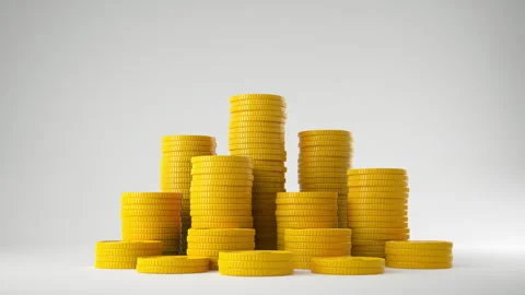 Golden Coin Stack Growth Stock Footage 313172831