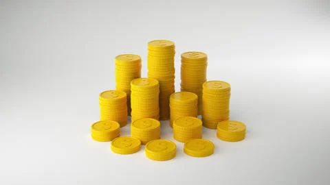 Golden Coin Stack Growth Stock Footage 313174574