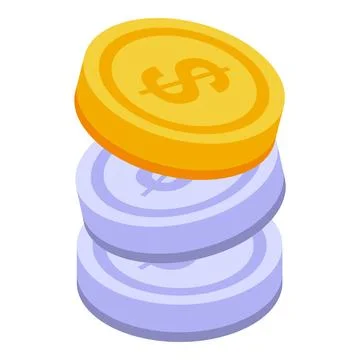 Golden coin standing out from stack of silver coins Stock Illustration
