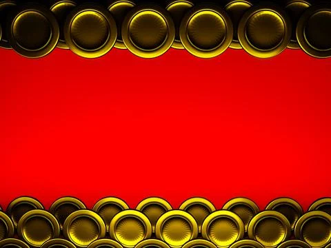 Golden coins 3d rendering  with red background for Happy new years and chines Stock Illustration