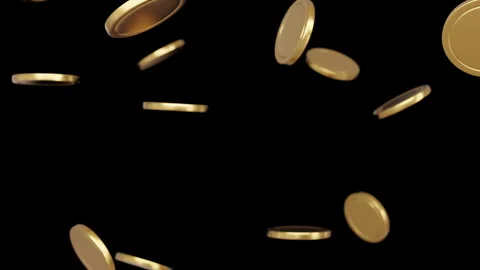 Golden Coins Falling in the Dark Stock Footage 270489846