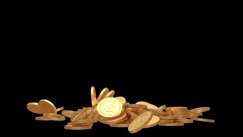 Golden Coins Falling Stock-Footage 79976111
