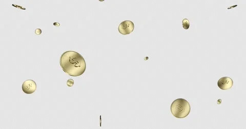 Golden Coins Falling  Fully Loopable alpha transparent Stock Footage 187319420