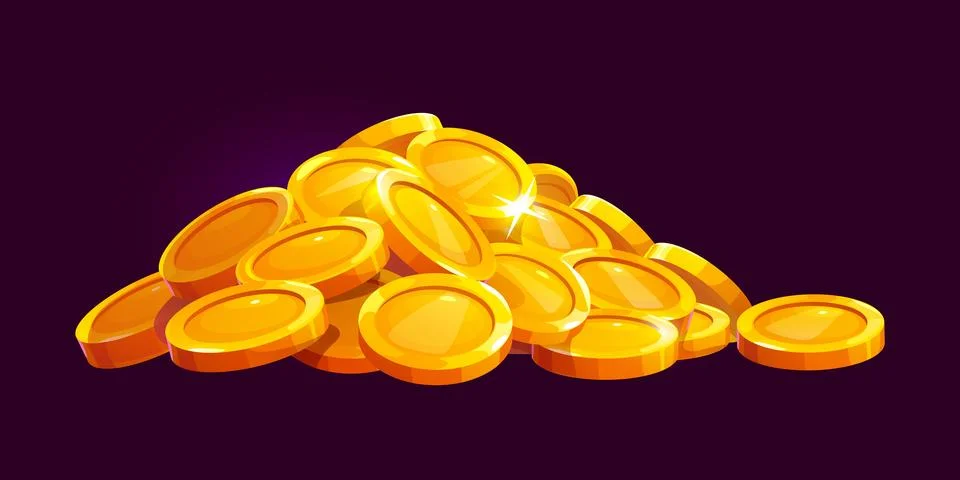 Golden coins, game UI interface of gold money cash Stock Illustration