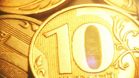 Golden Coins in a Motion Stock Footage