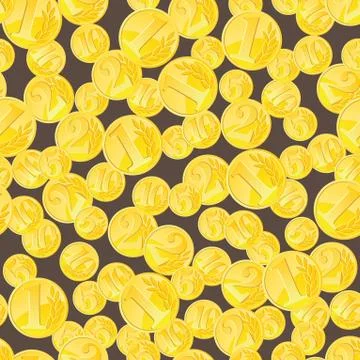 Golden coins seamless pattern Stock Illustration