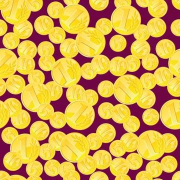 Golden coins seamless pattern Stock Illustration