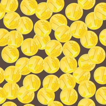 Golden coins seamless pattern Stock Illustration