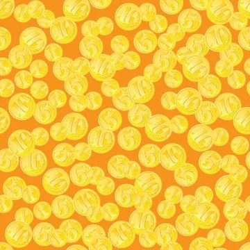 Golden coins seamless pattern Stock Illustration