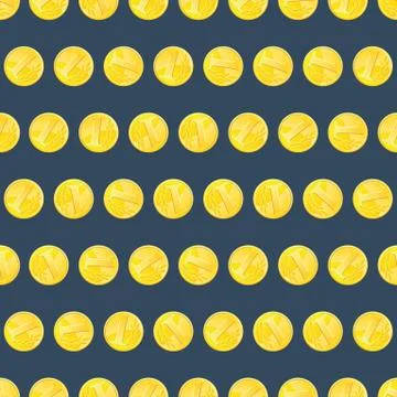 Golden coins seamless pattern Stock Illustration