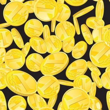 Golden coins seamless pattern Stock Illustration