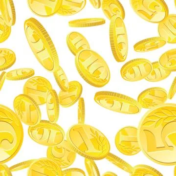 Golden coins seamless pattern Stock Illustration