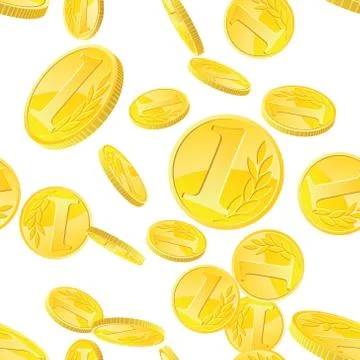 Golden coins seamless pattern Stock Illustration