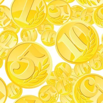 Golden coins seamless pattern Stock Illustration