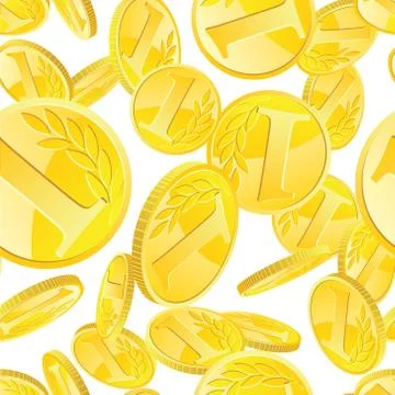 Golden coins seamless pattern Stock Illustration