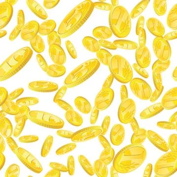 Golden coins seamless pattern Stock Illustration