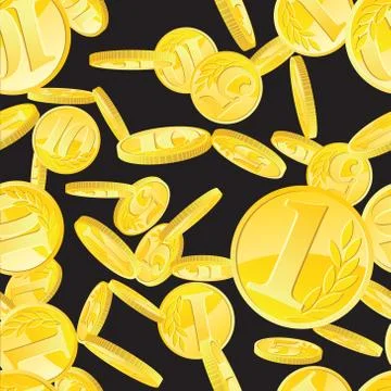 Golden coins seamless pattern Stock Illustration