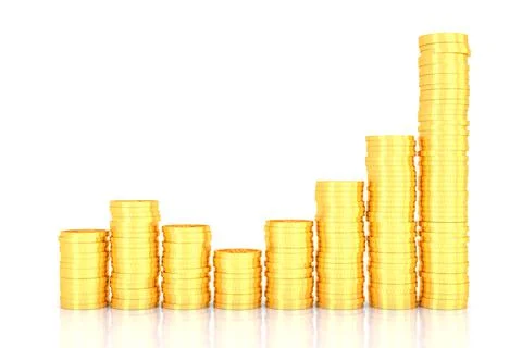 Golden coins stack. 3D rendering. Stock Illustration