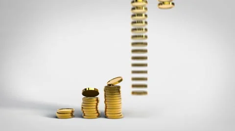 Golden coins on stack with chart arrow. Stock Footage 40734495