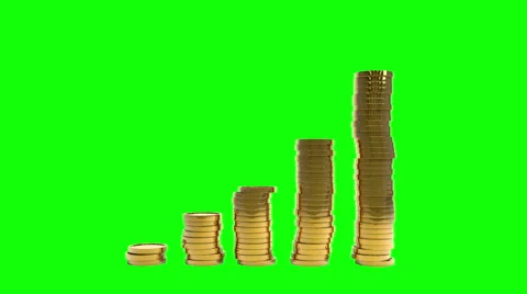 Golden coins on stack. Green screen. Stock Footage 40734807