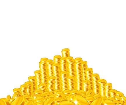 Golden coins stack isolated on white Ilustración de archivo