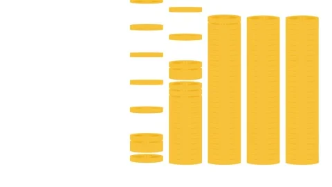 Golden coins stacking up animation concept Stock Footage 325919913