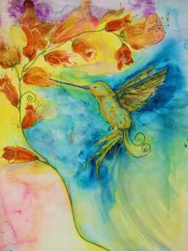 Golden colibry. Stock Illustration